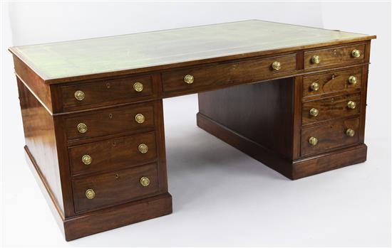 An Edwardian mahogany partners desk, W.6ft D.3ft H.2ft 7in.